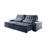 Sofá 4 Lugares Retrátil e Reclinável 2,50 mts Elegancy Suede Azul Sofá Mix