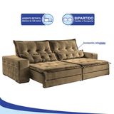 Sofá 4 Lugares Retrátil e Reclinável 2,70 mts Bello Suede Bege Sofá Mix