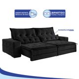 Sofá 4 Lugares Retrátil e Reclinável 2,70 mts Bello Suede Preto Sofá Mix