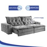 Sofá 4 Lugares Retrátil e Reclinável 2,70 mts Bello Suede Cinza Sofá Mix