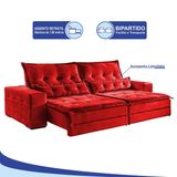 Sofá 4 Lugares Retrátil e Reclinável 2,70 mts Bello Suede Vermelho Sofá Mix