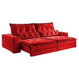 Sofá 4 Lugares Retrátil e Reclinável 2,50 mts Bello Suede Vermelho Sofá Mix