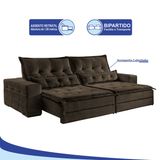 Sofá 4 Lugares Retrátil e Reclinável 2,70 mts Bello Suede Marrom Sofá Mix