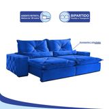 Sofá 4 Lugares Retrátil e Reclinável 2,70 mts Fusion Suede Azul Sofá Mix