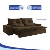 Sofá 3 Lugares Retrátil e Reclinável 2,30 mts Fusion Suede Marrom Sofá Mix