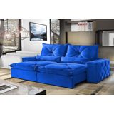 Sofá 4 Lugares Retrátil e Reclinável 2,50 mts Fusion Suede Azul Sofá Mix