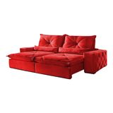 Sofá 4 Lugares Retrátil e Reclinável 2,50 mts Fusion Suede Vermelho Sofá Mix