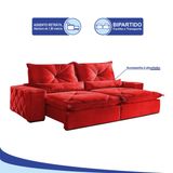 Sofá 3 Lugares Retrátil e Reclinável 2,10 mts Fusion Suede Vermelho Sofá Mix