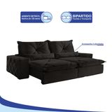 Sofá 4 Lugares Retrátil e Reclinável 2,50 mts Fusion Suede Preto Sofá Mix