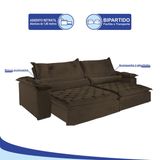 Sofá 4 Lugares Retrátil e Reclinável 2,50 mts Premium Suede Marrom Sofá Mix