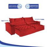 Sofá 4 Lugares Retrátil e Reclinável 2,70 mts Premium Suede Vermelho Sofá Mix