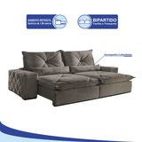 Sofá 4 Lugares Retrátil e Reclinável 2,70 mts Fusion Suede Cinza Sofá Mix