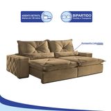 Sofá 4 Lugares Retrátil e Reclinável 2,70 mts Fusion Suede Bege Sofá Mix