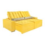 Sofá 4 Lugares Retrátil e Reclinável 2,70 mts Pocket Suede Amarelo Sofá Mix