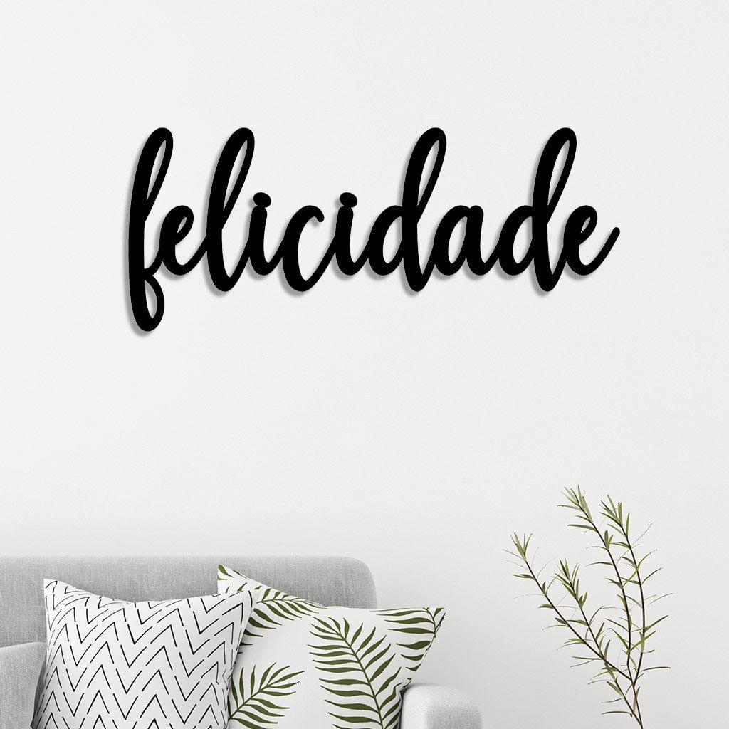 Letreiro De Parede Em Mdf Felicidade
