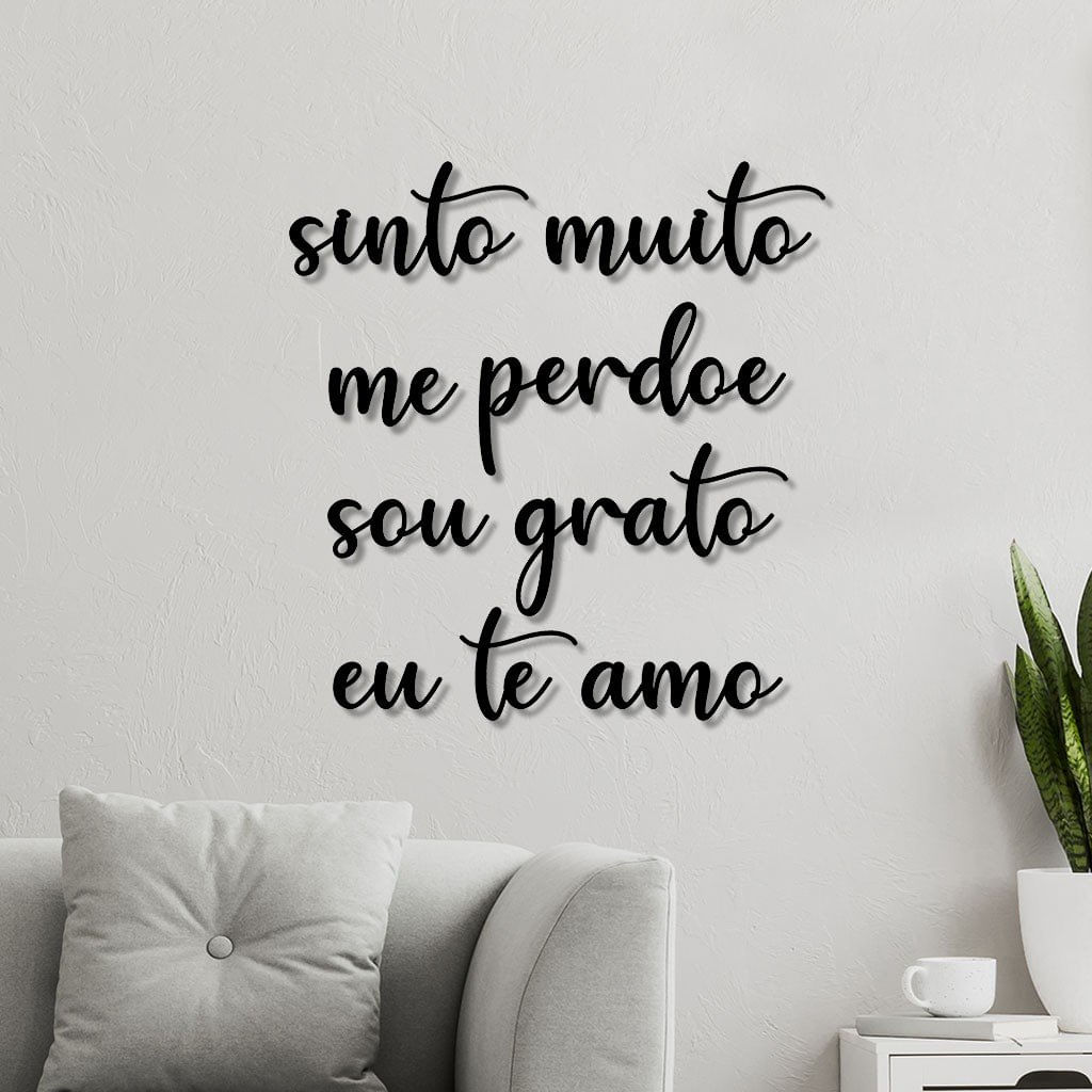 Letreiro De Parede Em Mdf Me Perdoe, Sinto Muito, Sou Grato, Eu Te Amo