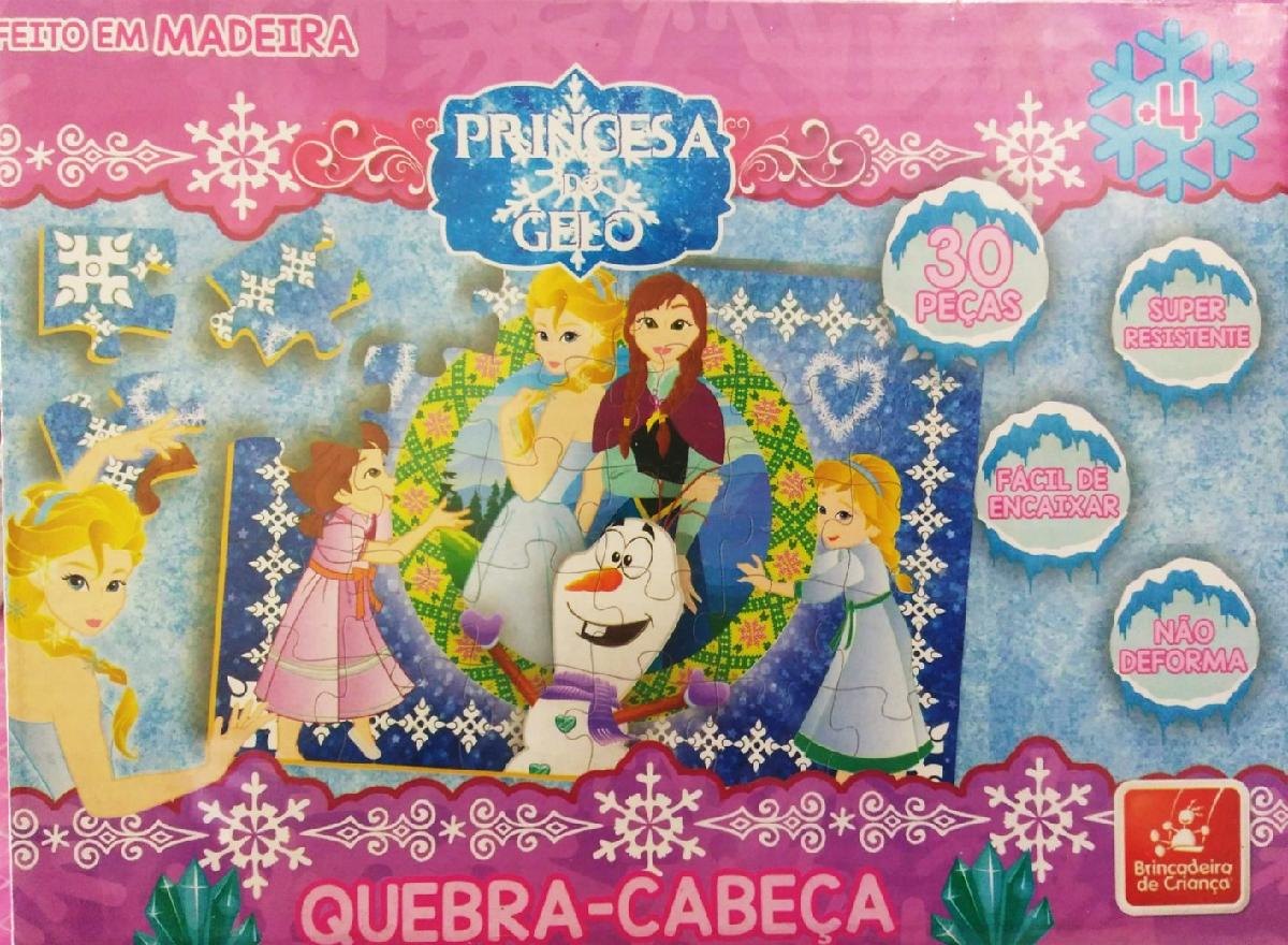 Jogo Quebra-Cabeça Princesas em Madeira 30 Peças + 4 Anos Infantil