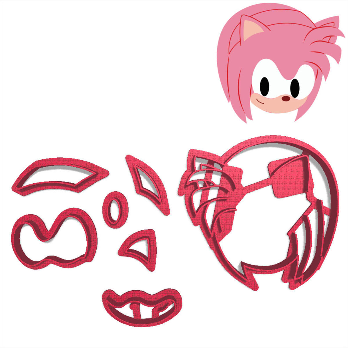 Cortador Modular Pasta Game Infantil Cabeça Ouriço Sonic Amy Rose  Personagem Rosa - Carrefour - Carrefour