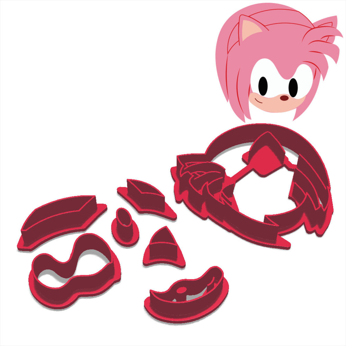 Cortador Modular Pasta Game Infantil Cabeça Ouriço Sonic Amy Rose  Personagem Rosa - Carrefour - Carrefour