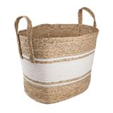 Cesto Quadrado Com Alça 39cm Bolsa Palha Nature Stripes Yoi