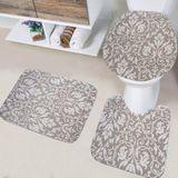 Kit Com 3 Tapetes De Banheiro Arabesco Creme