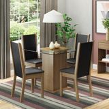 Conjunto Sala de Jantar Aline Madesa Mesa Tampo de Vidro com 4 Cadeiras