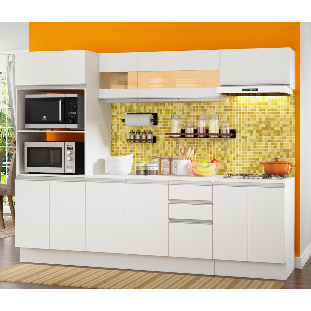 Cozinha Completa 100% MDF Madesa Smart 250 cm Modulada Com Balcão e Tampo