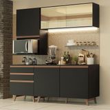 Cozinha Completa Madesa Reims 180002 com Armário e Balcão - Preto