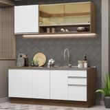 Cozinha Completa Madesa Glamy 180006 Com Armário E Balcão (sem Tampo E Pia) - Rustic/branco