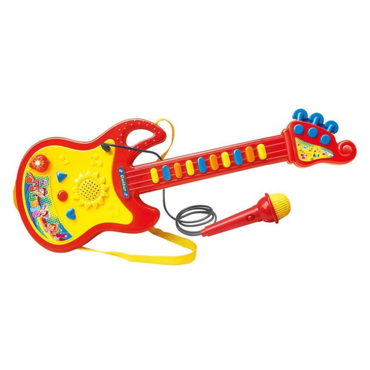 MV20991162_Guitarra-Infantil-Com-Microfone-Vermelho-Com-Amarelo-Dm-Toys_1_Zoom