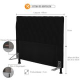 Cabeceira Cama Box Casal 195cm Cristal Corino Preto - JS Móveis