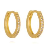 Brinco argola banhado a ouro 18k cravejada de zircônias cristal P