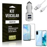 Kit Carregador Veicular Tipo C Galaxy S20 + Película Vidro + Capa Anti - Armyshield