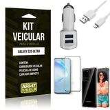 Kit Carregador Veicular Tipo C Galaxy S20 Ultra + Película Vidro + Capa Anti - Armyshield