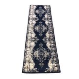 Passadeira Trilho 3m Vintage Reload Azul 80x300cm Tipo Persa