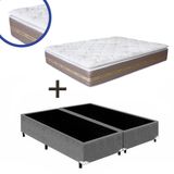 Cama Box Casal Bipartido Suede Cinza + Colchão Coimbra Molas Ensacadas Umaflex 138x188x68