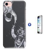 Kit Capa iPhone 7 - 4,7 Astronauta + Pel Vidro (BD50)