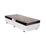 Cama Box Solteiro Colchão Espuma D45 Bordado + Box Sintético Branco RC Sono Leve 58x88x188