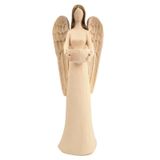 Enfeite Anjo Castiçal C/ Vela Decoração 35cm Nude Moderno