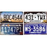 Kit 4 Placas Carro Decorativas Metal Vintage Antigas 15X30Cm