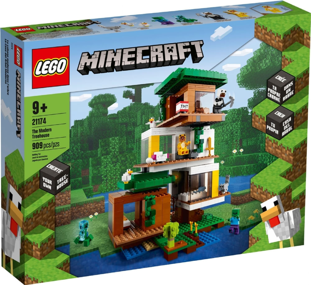 Lego Minecraft - A Casa Da Árvore Moderna 909 Peças - 21174