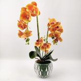 Arranjo Orquidea Planta Artificial 50x33cm Laranja Com Vaso