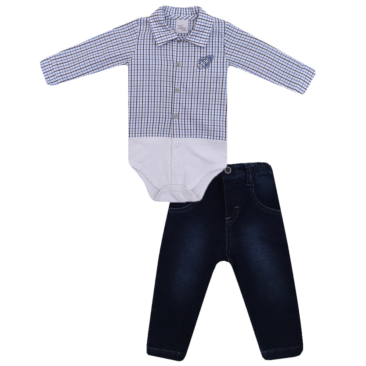 Conjunto Bebe Body Camisa E Calca Jeans Confort Branco Grande Carrefour