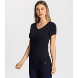 Blusa Viscotorcion Básica Feminina Rovitex Preto M