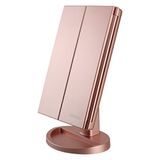 Deweisn Tri-fold Iluminado Vanity Mirror Com 21 Luzes Led, Tela De Toque E Ampliação 3x/2x/1x, Dois Modos De Alimentação Compõem Espelh