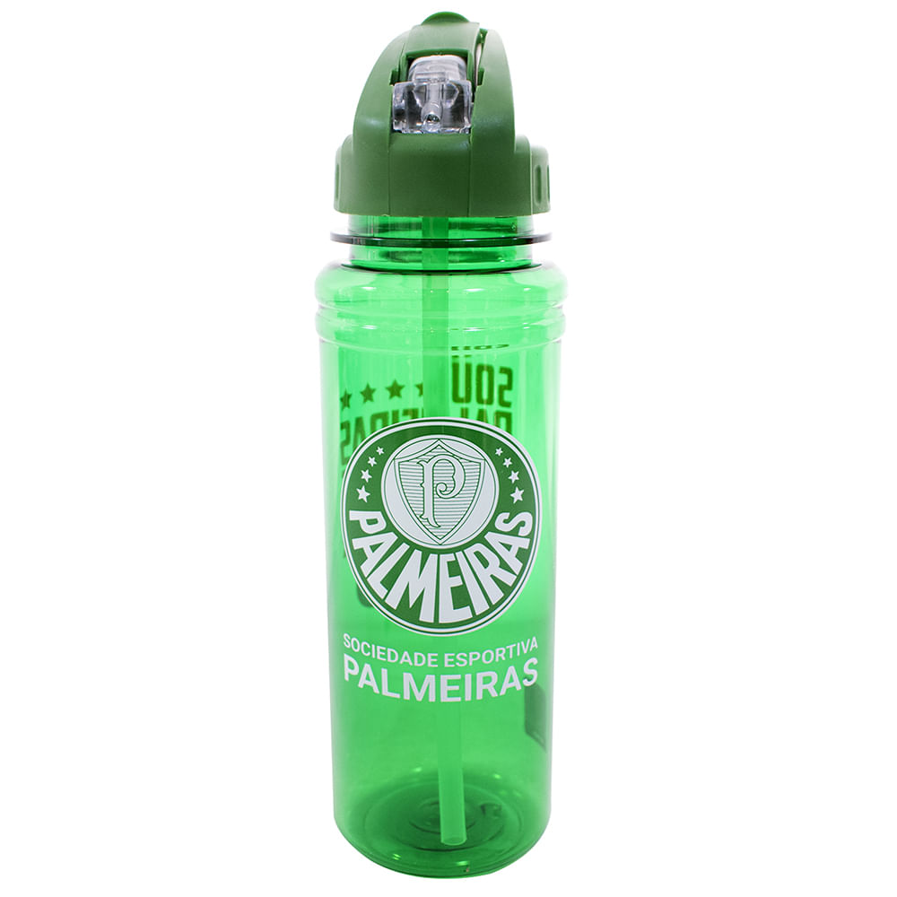 Garrafa De Plástico Com Canudo Retrátil 700ml - Palmeiras