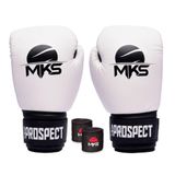 Kit Luva Boxe Muay Thai New Prospect Mks Combat Inverse Com Bandagem Preta 10 Oz