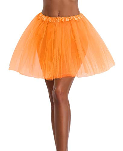 Feminino, Adolescente, Adulto Clássico Elástico 3, 4, 5 Camadas De Tutu De Tulle Tutu (um Tamanho, 3caminha-laranja)