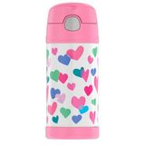 Garrafa Termica Thermos 355 Ml Rosa Com Coração