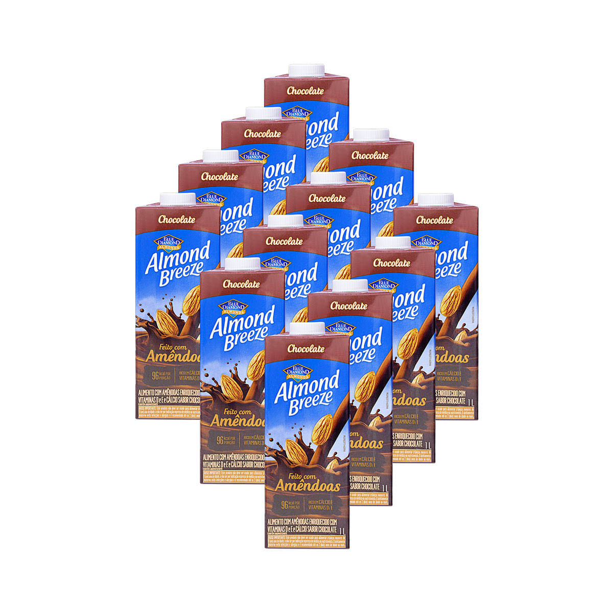 Pack Bebida Láctea com Leite de Amêndoa Blue Diamond Chocolate Almond Breeze 1 Litro - 12 Unidades